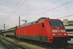 Scanned photo of EN 262 with 101 092 at the reins ready fordeparture at Wien Westbahnhof on 1 June 2003.