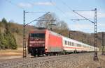 101 122-0 with IC at Swabian Alb near to Amstetten, March 1st, 2010. 