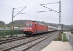 101 088-3 with an Intercity-train at new station Urspring at Oct. 7th, 2010.
