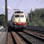103 179-8 on the Donau-river bridge at Ulm, June 11th, 1983.