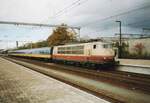 On 24 October 1998 DB 103 236 hauls an NS Int train to Cologne out of Venlo.