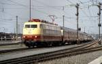 103 150-9 with TEE  Rheingold  (Trans Europ Express) at jubilee 150 years in Germany at Nrnberg-Langwasser, Sept. 14th, 1985.