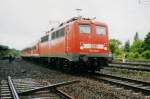 Scanned picture of 110 244 passing through Rheydt-Odenkirchen during a Bahnhofsfest commemmorating 125 Years of Mnchengladbach-Kln via Rheydt-Odenkirchen, that also celebrated its  125th anniversary; 12 August 1999.