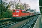 On 13 April 2001 DB 110 251 leaves Koblenz Hbf.