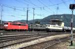 150 184-0, 150 131-1 and 110 178-1 at Geislingen/Steige, June 6th, 1996.