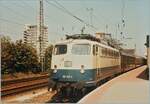 The DB 110 313-4 wiht the overnight service from Berlin to Basel SBB in the Basel Bad.