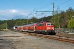 111 011-3 with the RE 9 (Rhein-Sieg-Express) Aachen-Cologne-Siegen, here at 30.04.2012 in Mudersbach/Sieg.