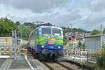 At 30th july 2023 the class 111 074 Hilde rides through the Station Roigheim to it's destination Bietigheim-Bissingen.
