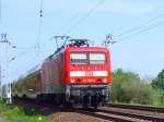 The 114 009-4 with express train viewed in Nassenheide near by Berlin on May 10th 2009.