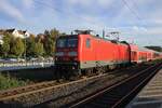 DB 114 006 quits Hünfeld with an RE to Bebra on 23 September 2025.
