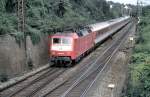 120 128-4 with Intercity at Ulm, August 23rd, 1996.