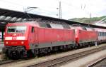 120 111-0 and 120 128-4 with EC Mozart at Ulm, July 3rd, 2007.