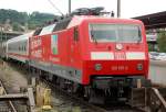 120 501-2 (ex 120 153) with a measuring train at Ulm, August 1st, 2009.