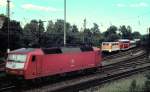 120 159-9 at Ulm; in the background 111 163-2 is coming from Augsburg, August 4th, 2000.