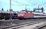 120 113-6 with Intercity at Amstetten, July 1st, 2000.