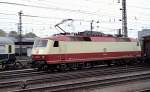 120 003-9 with test-train at Wrzburg, October 30th, 1983.