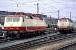 120 004-7 and 218 217-8 at Nrnberg, June 25th, 1982.