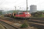 140 013 (double headlights) with molten steel train in Vlklingen on 16 September 2011.

