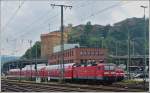 143 813-4 is pushing a local train into the main station of Koblenz on July 28th, 2012.