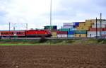 143 091-7 is passing the Container Terminal Ulm, October 14th, 2009.