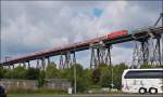 . A local train pictured on the Rendsburger Hochbrücke in Rendsburg on September 18th, 2013.
