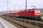 DB Regio 143 883 with S-2 to Dresden stands on 11 April 2014 in Bad Schandau.
