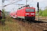 DB Regio 143 883 enters Pirna on 11 April 2014.