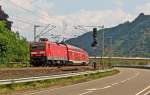 . 143 825-8 is hauling a local train through Kobern-Gondorf on June22nd, 2014.