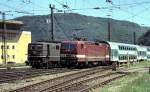 143 312-7 and 150 178-2 at Geislingen/Steige, June 6th, 1996.