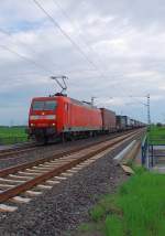 With an Containertrain in it's back the electrical locomotive of the class 145 035-2
on it's way  in direction Neuss.......10th. of may 2012