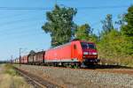 . 145 046-9 is hauling a freight train through Ensdorf on July 18th, 2014.