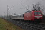 On a rainy 12 February 2026 TRI 145 097 pushes RB37 through Kaarst-Broicherseite toward Krefeld.