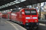 RE 1 towards Hamm waiting for departure at Aachen Central Station (Hbf) on 11 April 2012.