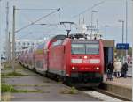 146 130-0 with bilevel cars pictured in Norddeich Mole on May 6th, 2012.