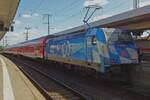 Waving the Bavarian flag as advertising livery, DB Regio 146 245 stands in Nürnberg JHbf on 16 September 2019.