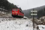 151 001-5 DB Schenker Rail near Steinbach in the frankonian forest 24/01/2015.
