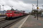 Iron ore train with 151 095 passes through Uelzen on a grey 28 April 2016.
