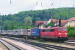 Intermodal service with 151 071 passes through Treuchtlingen on 22 May 2010. 