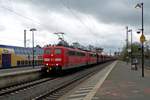 Iron ore train with 151 095 as the first of a double header passes through Uelzen toward Hamburg on 29 April 2016.