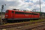 German electric locomotive 151 139-3 from the RAILION Logistics  parked at the 28/05/2011 in Kreuztal (Germany).