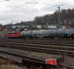 151 049-4 DB train with tank cars driving on 10.12.2011 by Betzdorf/Sieg in the direction of Siegen.
