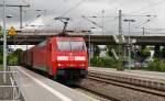 . 152 059-2 is hauling a freight train through the station of Wetzlar on May 27th, 2014.