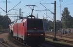 DBC 152 153 enters Itzehoe with a mixed freight on 21 September 2021.