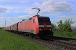 On  8 May 2025 DBC 152 035 hauls a steel train through Karst Broicherseite.