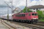 LIme train with 155 167 at the reins thunders through Osnabrück Obf on 6 June 2013.