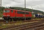 German electric locomotive 155 191-0 from the RAILION Logistics parked at the 23.07.2011 in Kreuztal (Germany).