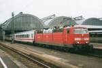 DB 181 212 -alas in Traffic Red- halts Karlsruhe Hbf on 29 September 2005.