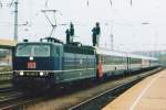 Scanned picture of 181 205 calling at Saarbrcken Hbf with an EC from Paris Est on 18 May 2004.