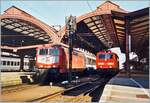 The DB 181 220-5 and 216-3 in Strasbourg. 

analog picture sept. 2000