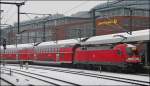 A local train to Magdeburg is leaving Berlin east station on December 23rd, 2012.